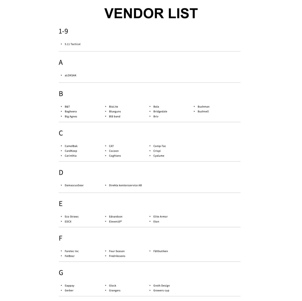 Shopify - Brand / Vendor Section