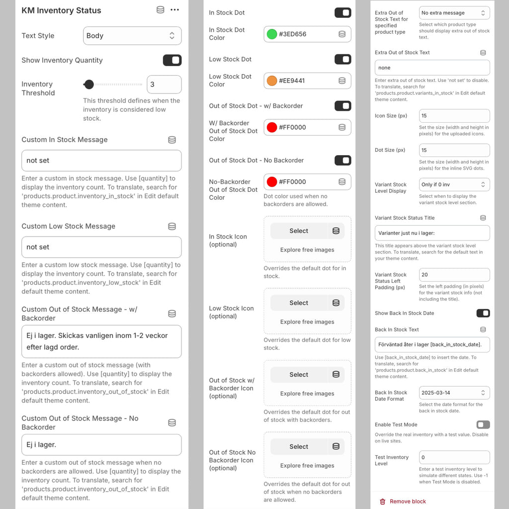 Shopify - Inventory Status Block