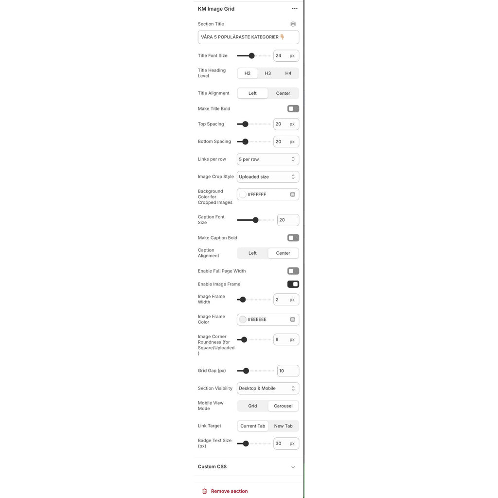 Shopify - mage Grid Section for Shopify