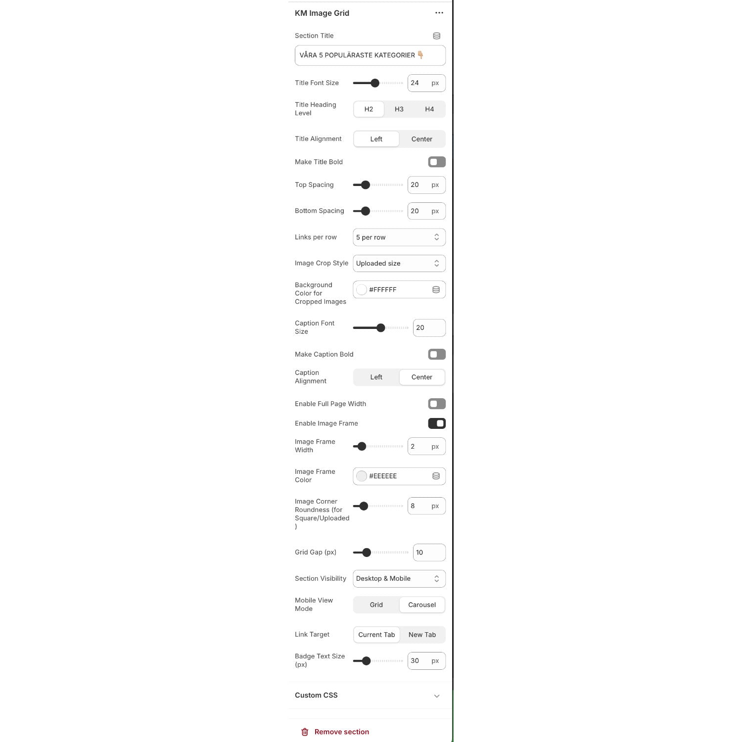 Shopify - mage Grid Section for Shopify