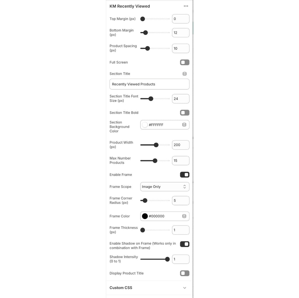 Shopify - Recently Viewed Products Section